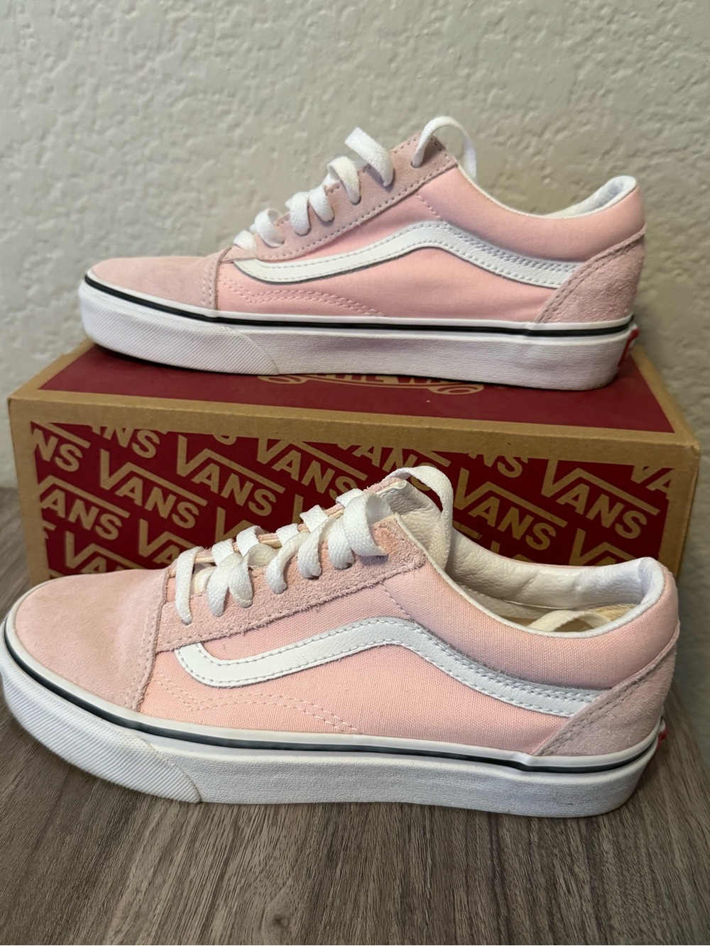Vans Old Skool Pink and White Low-Top Sneakers